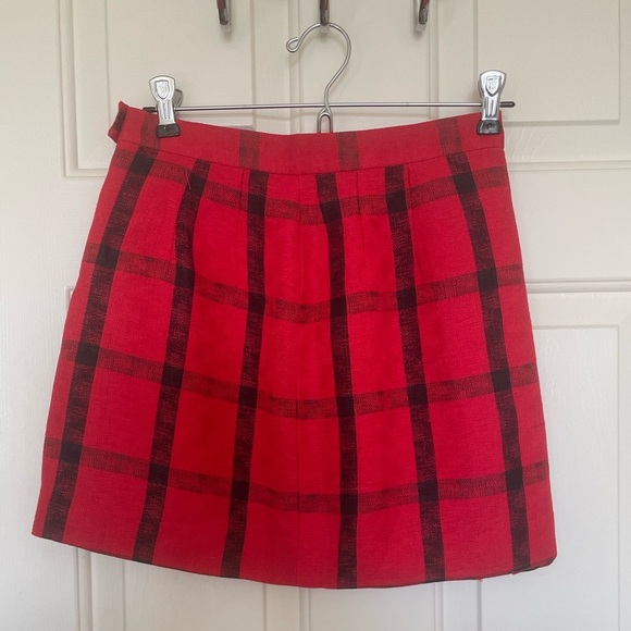 Vintage Giorgio Sant Angelo linen black and red plaid skirt 6 - Picture 5 of 7
